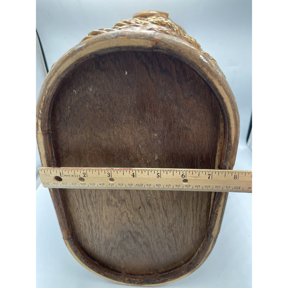 Wicker VTG Hamper Basket W/Lid Rope Accent Lined - Picture 6 of 11